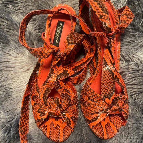 Dolce & Gabbana Women's "Keira" Python Exotic Ankle Strap Heels - Picture 2 of 16